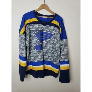 St Louis Blues Jersey Match-Up Camo Stadium Giveaway Long Sleeve Mens XL DEFECTS